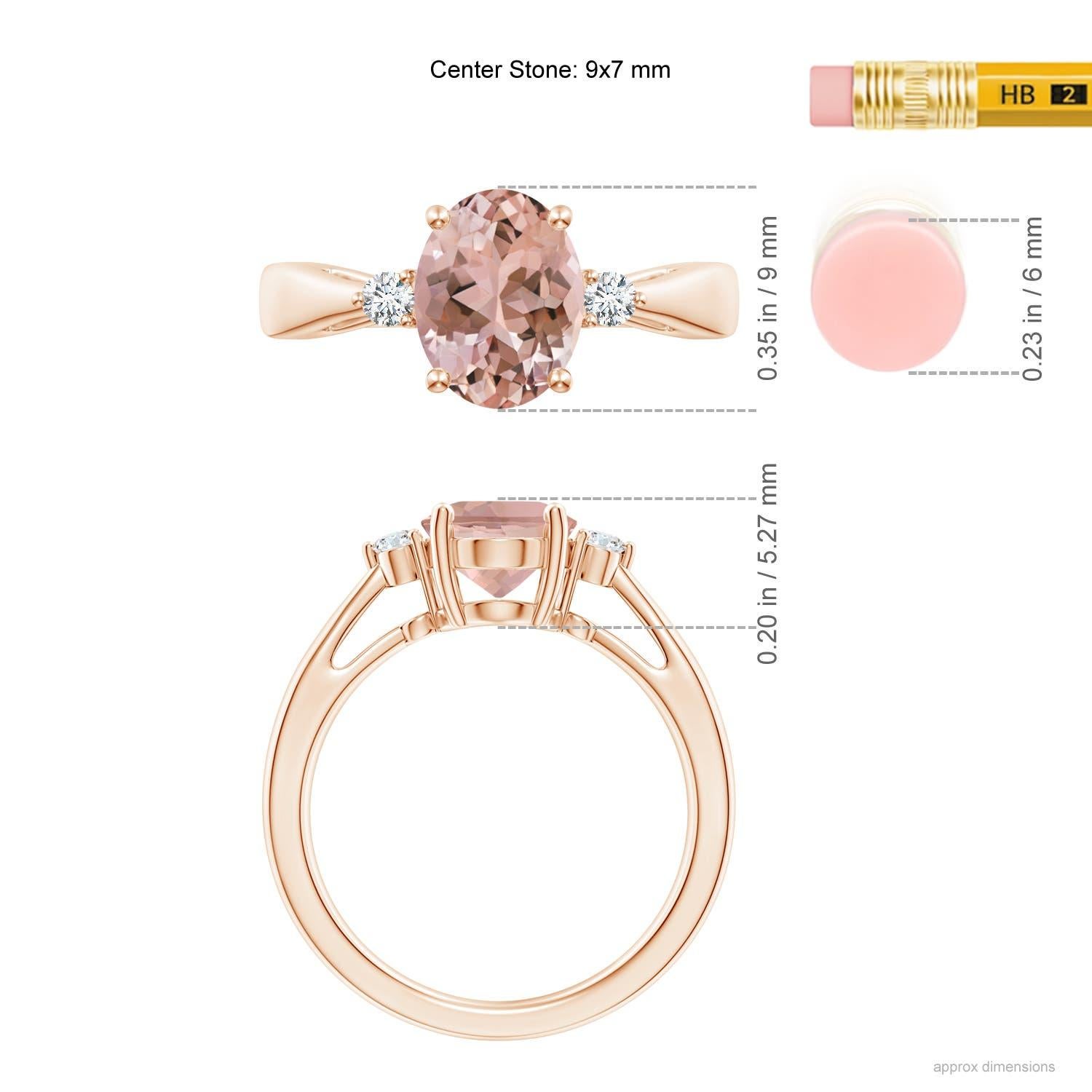 Angara natürlichen 1,65 kt Morganit Solitär-Ring mit Diamant in 14K massivem Gold Damen im Angebot