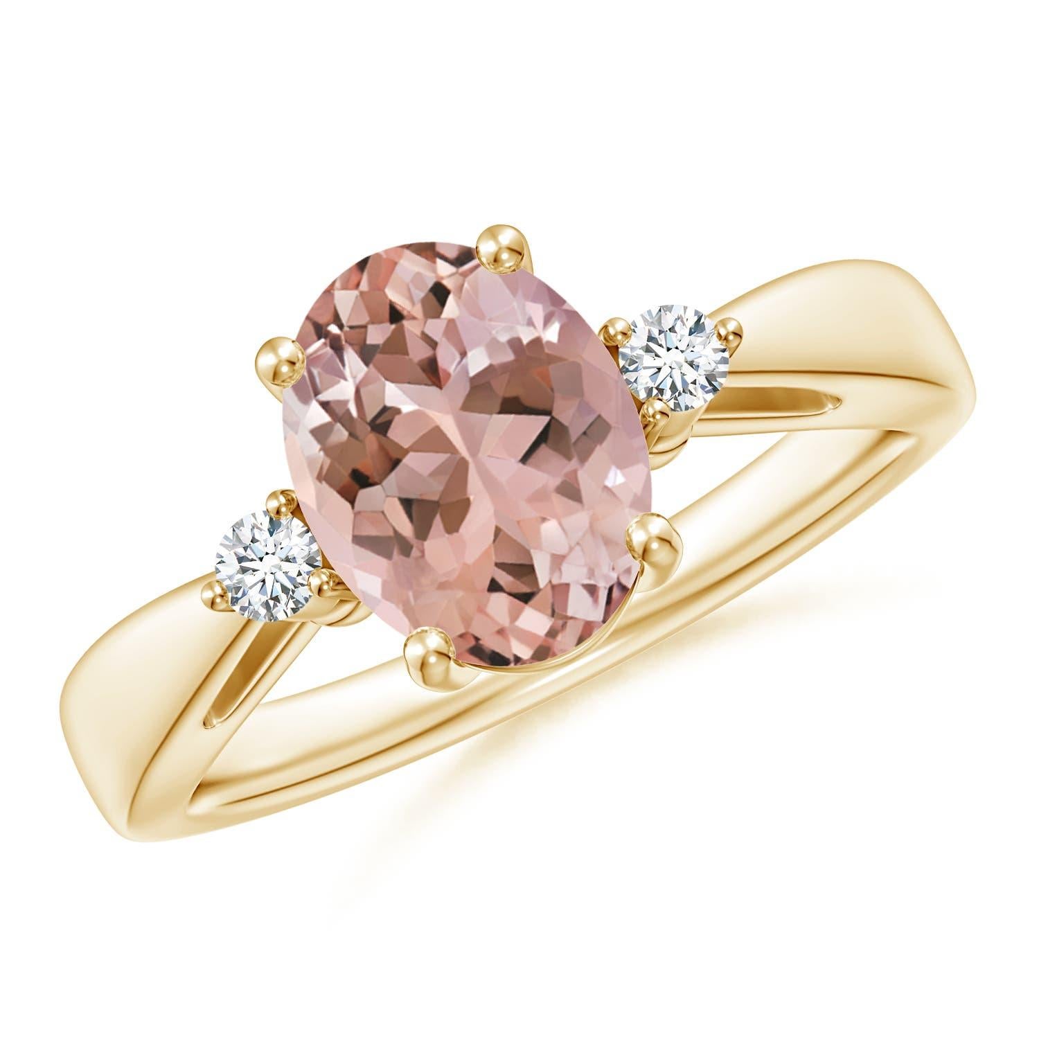 Angara natürlichen 1,65 kt Morganit Solitär-Ring mit Diamant in 14K massivem Gold im Angebot 2