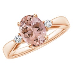 Angara natürlichen 1,65 kt Morganit Solitär-Ring mit Diamant in 14K massivem Gold
