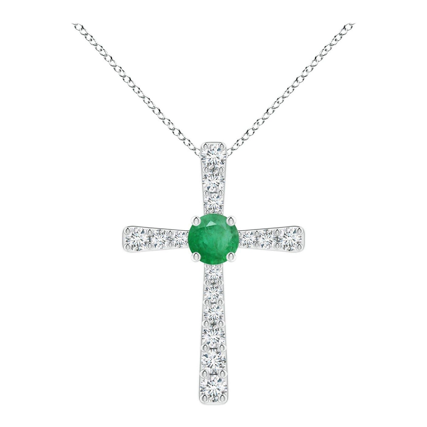 Ciondolo a croce con smeraldo e diamante di Angara Nature da 1,75 ct in platino per donna