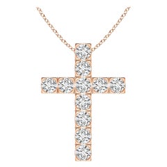 ANGARA Pendentif croix en or rose 14K avec diamant naturel 1.75cttw (Couleur- H, SI2)