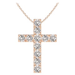 ANGARA Colgante en forma de cruz con diamante natural de 1,75 ctw en oro rosa de 14 quilates (I-J, I1-I2)