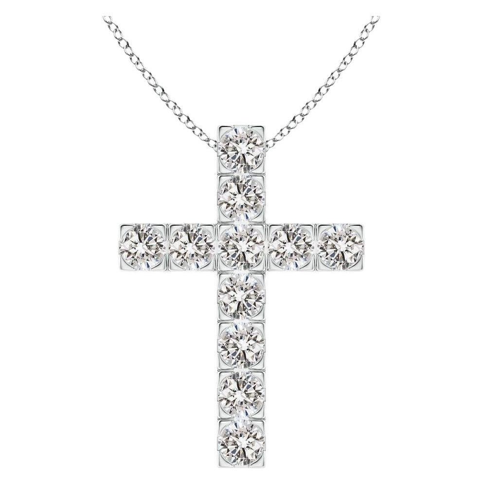 ANGARA Ciondolo a croce con diamante naturale da 1,75cttw in oro bianco 14K (I-J, I1-I2)