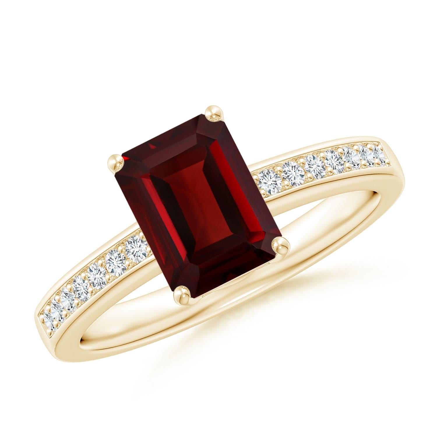 Angara Natural 1.8 ct Garnet Cocktail Ring with Diamonds in 14K Solid Gold For Sale 1