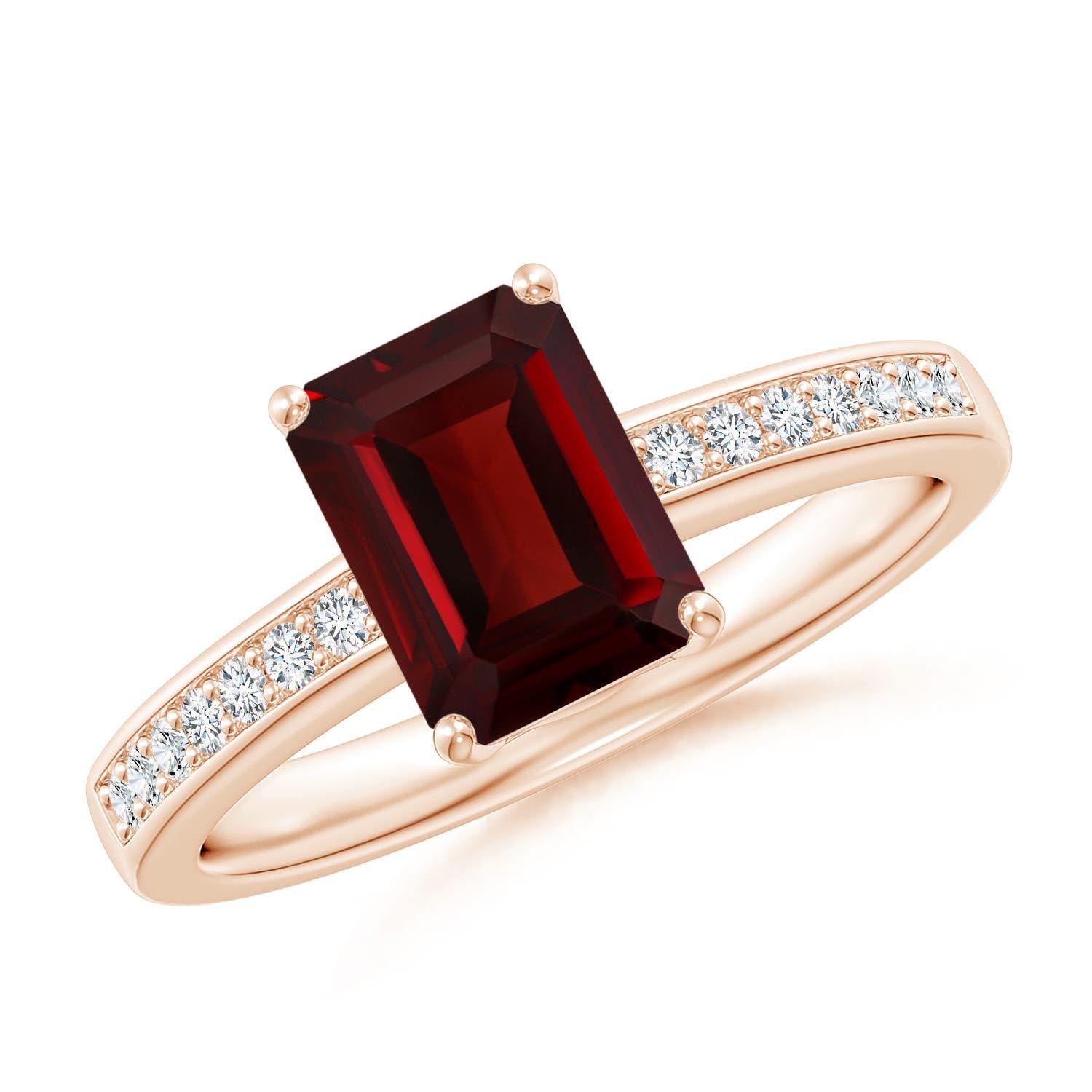 Angara Natural 1.8 ct Garnet Cocktail Ring with Diamonds in 14K Solid Gold For Sale 2
