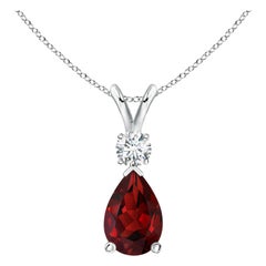 ANGARA Natural 1.80ct Garnet Teardrop Pendant with Diamond in 14K White Gold