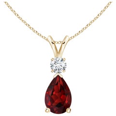 ANGARA Natural 1.80ct Garnet Teardrop Pendant with Diamond in 14K Yellow Gold