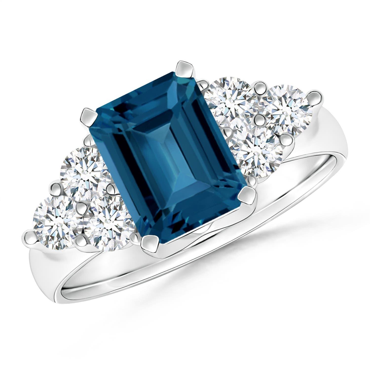 Anillo Angara de Topacio Azul de Londres Natural de 1,95 ct con Diamante en Oro Macizo de 14K en venta 1