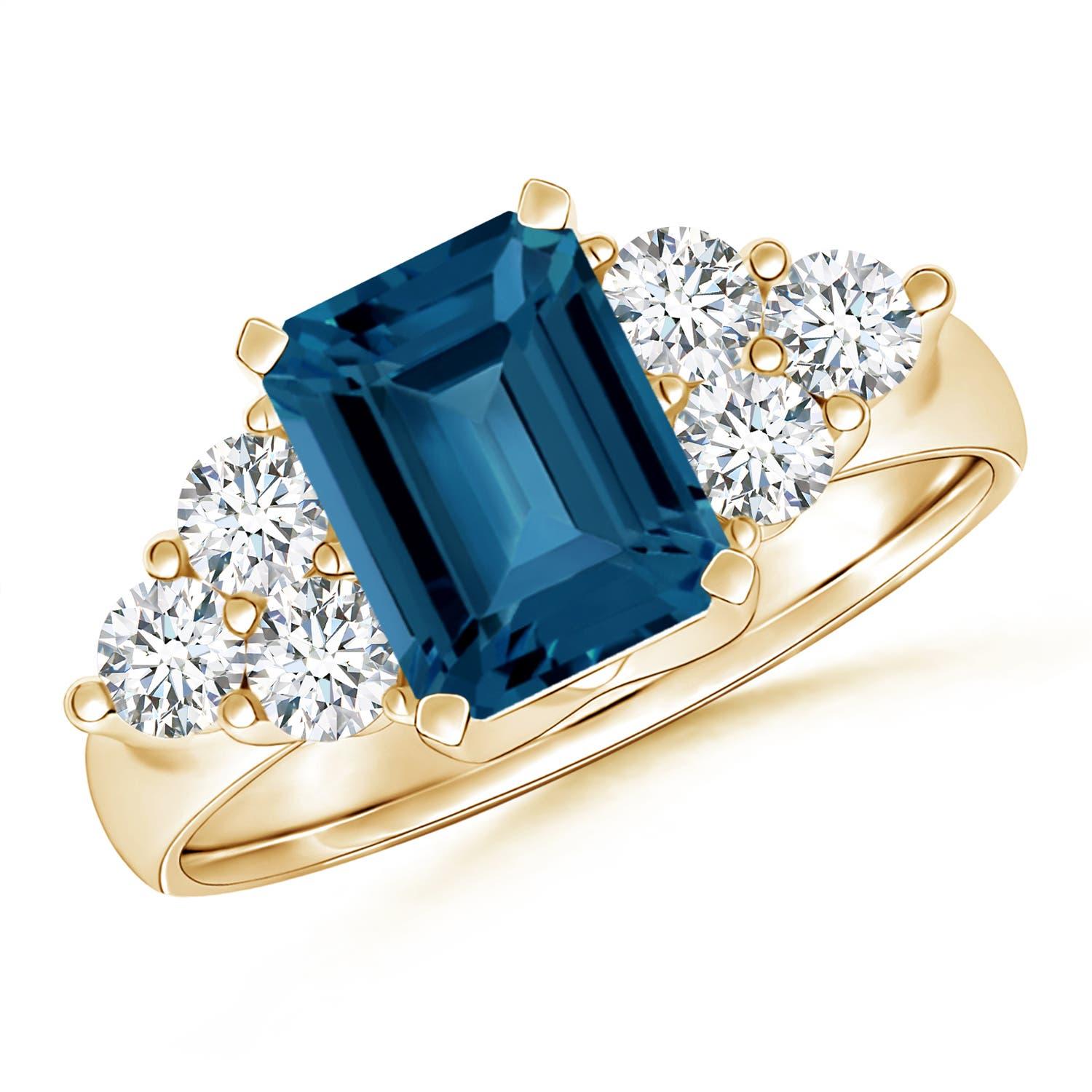 Anillo Angara de Topacio Azul de Londres Natural de 1,95 ct con Diamante en Oro Macizo de 14K en venta 2