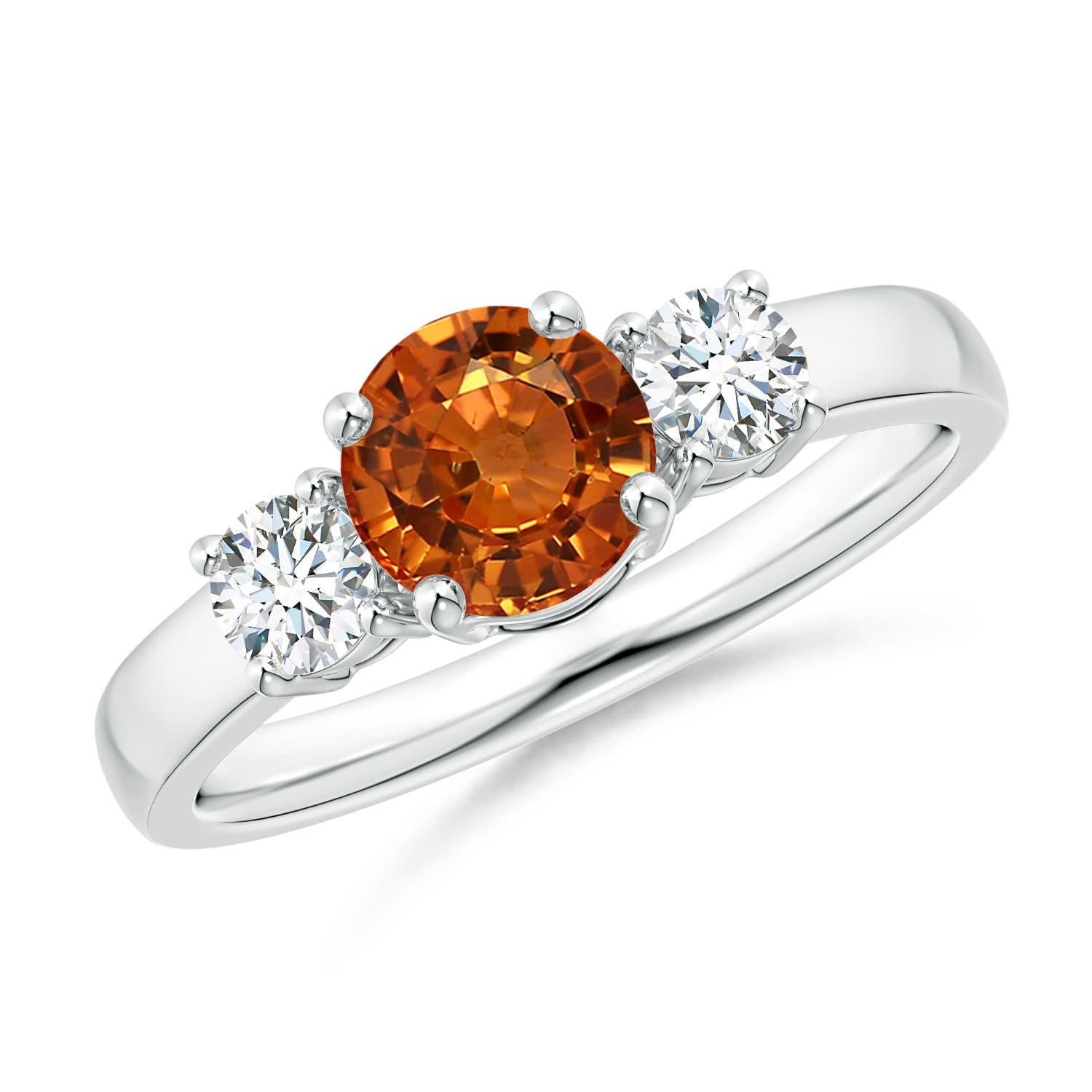 Angara natürlichen 1ct Orange Saphir und Diamant Verlobungsring in 14K massivem Gold Damen im Angebot