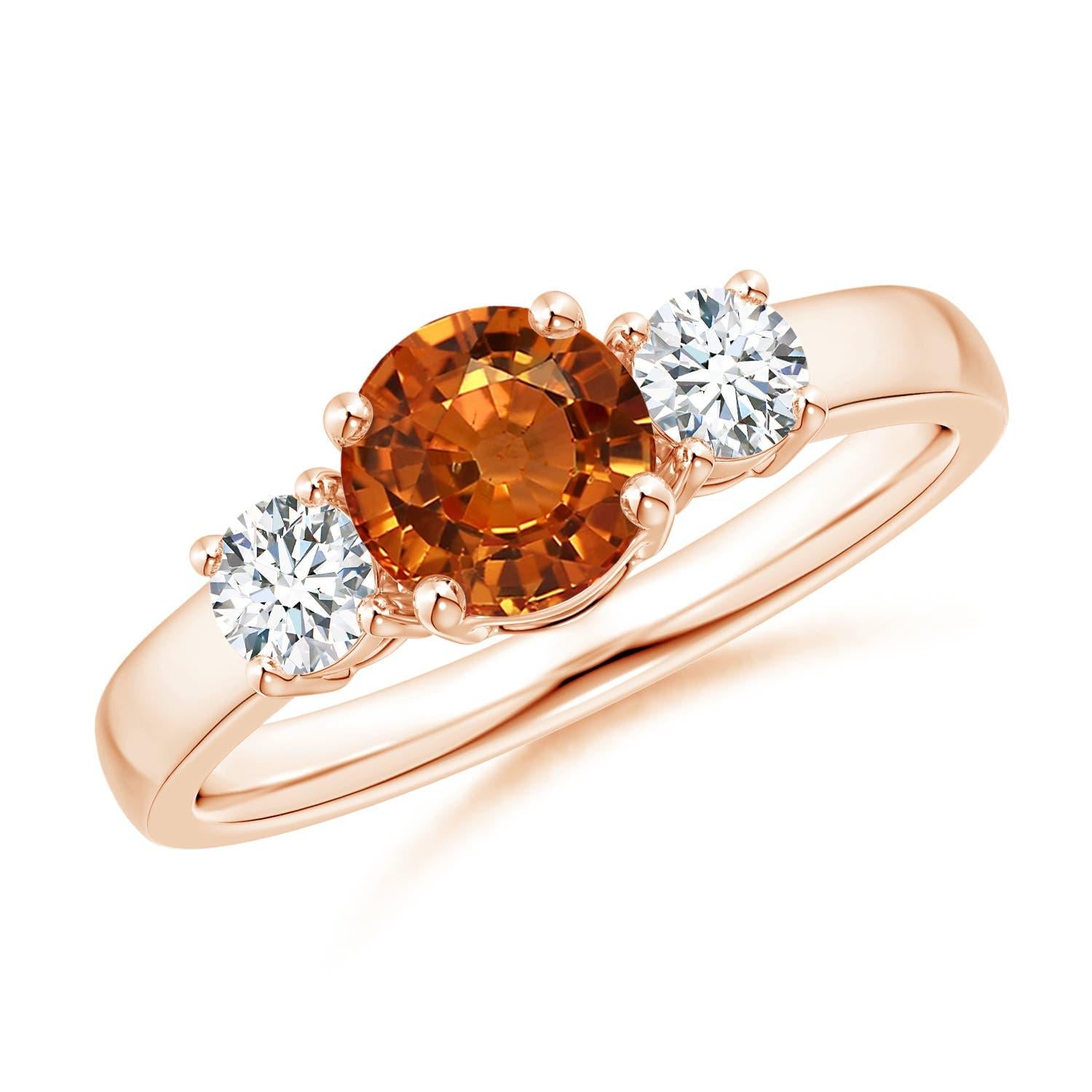 Angara natürlichen 1ct Orange Saphir und Diamant Verlobungsring in 14K massivem Gold im Angebot 1
