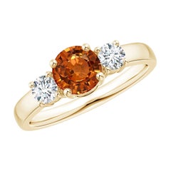 Angara natürlichen 1ct Orange Saphir und Diamant Verlobungsring in 14K massivem Gold