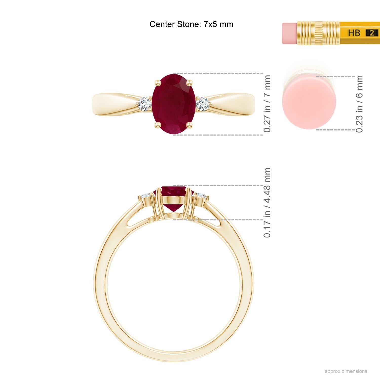 Angara Natural 1ct Ruby Solitaire Engagement Ring with Diamond in 14K Solid Gold For Sale 1