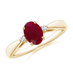 Angara natürlichen 1ct Rubin Solitär Verlobungsring mit Diamant in 14K massivem Gold