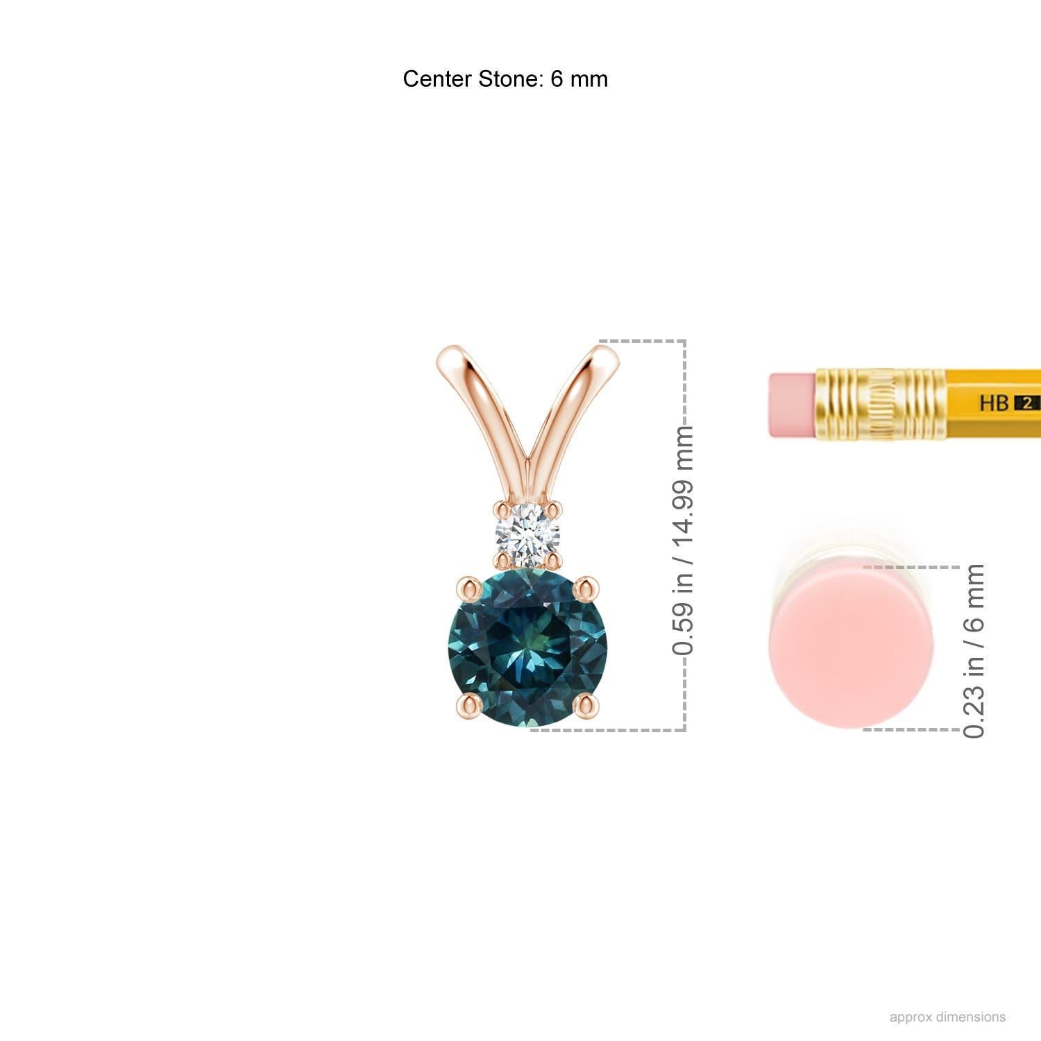 Angara Natural 1ct Teal Montana Sapphire & Diamond Solitaire Pendant in 14K Gold In New Condition For Sale In Los Angeles, CA
