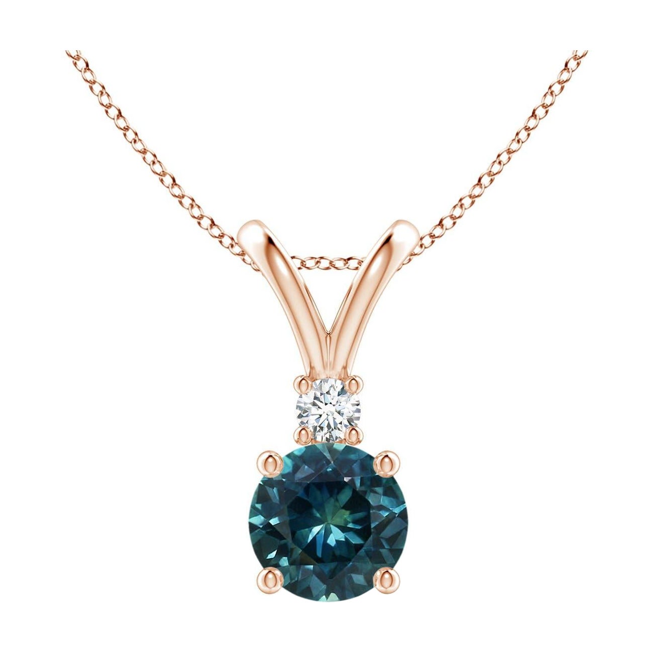 Ciondolo solitario con diamante e zaffiro Montana Nature 1ct Teal in oro 14K
