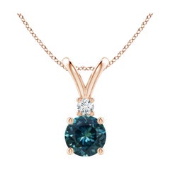 Angara Nature 1ct Teal Montana Sapphire & Diamond Solitaire Pendentif en or 14K