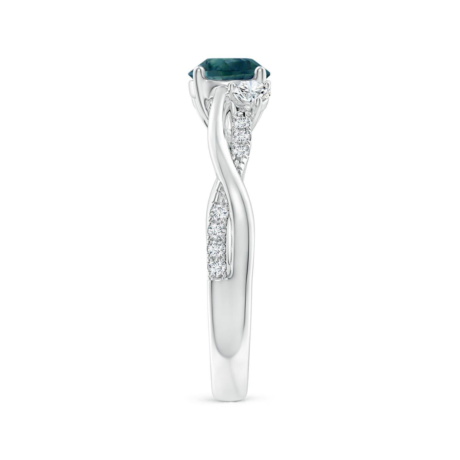 Angara Natural 1ct Teal Montana Sapphire Diamond Twisted Vine in 14K Solid Gold In New Condition For Sale In Los Angeles, CA