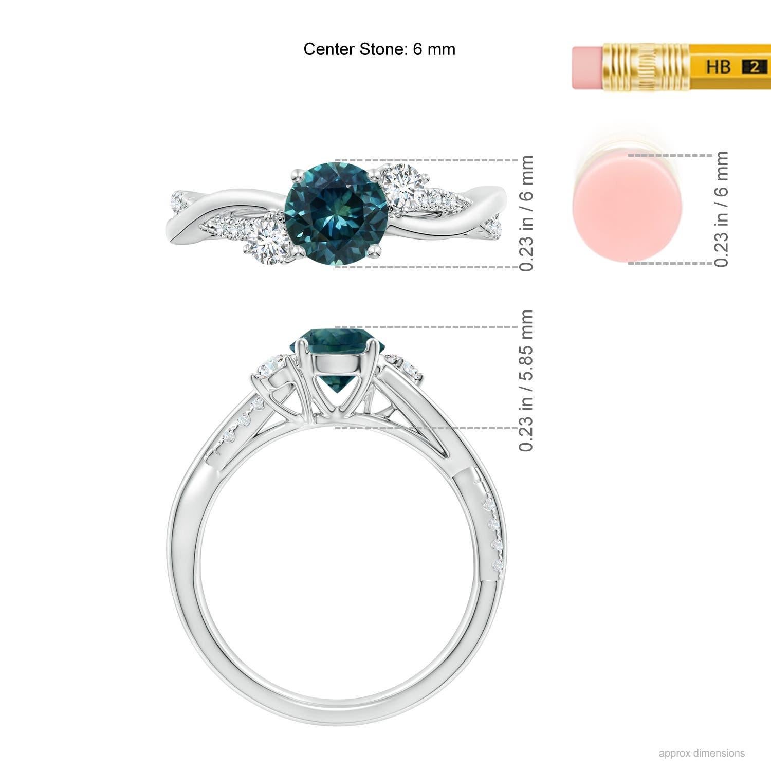 Angara Natural 1ct Teal Montana Sapphire Diamond Twisted Vine in 14K Solid Gold For Sale 1