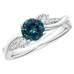 Angara Natural 1ct Teal Montana Sapphire Diamond Twisted Vine in 14K Solid Gold