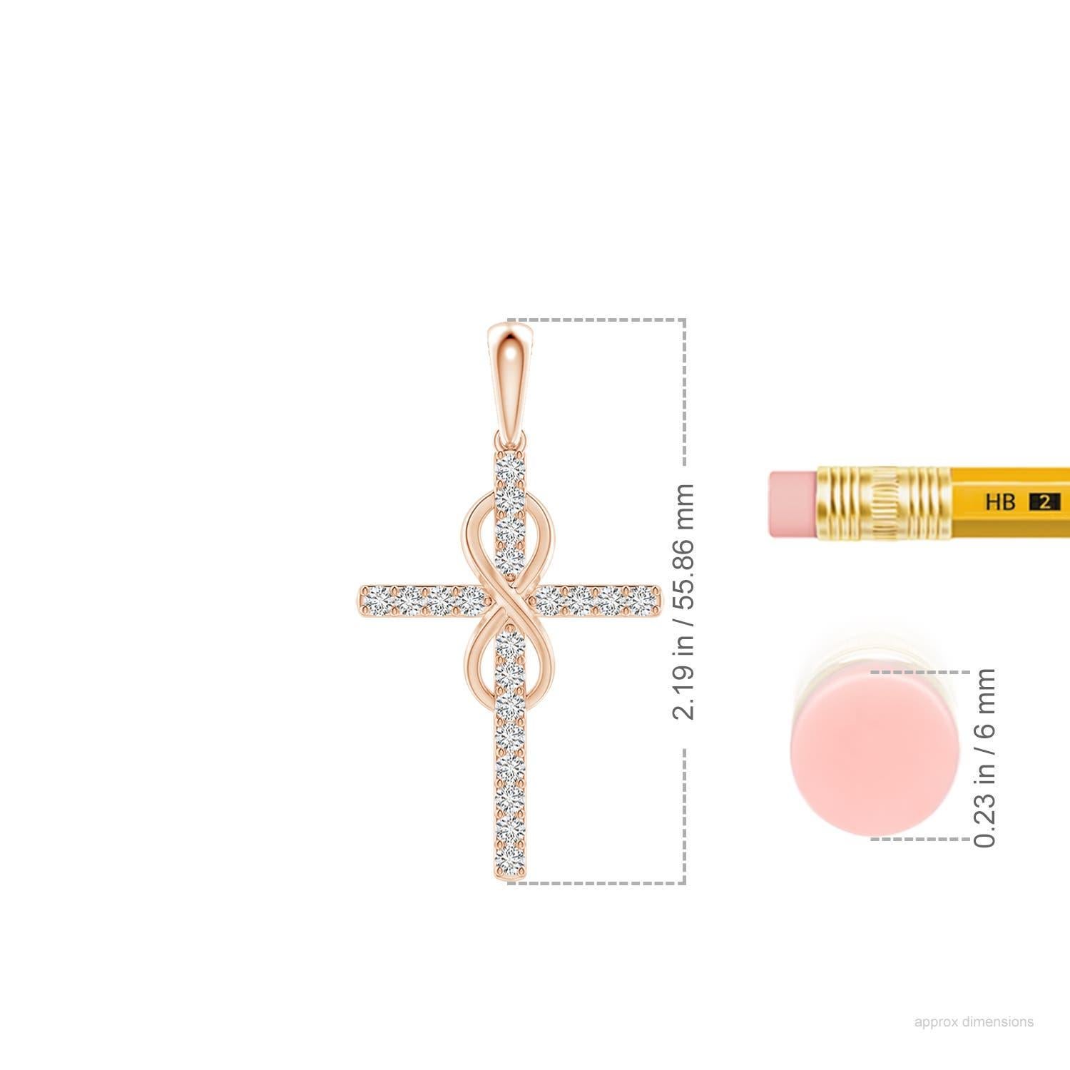 Angara Natural 2 ct Diamant Kreuz und Unendlichkeit Anhänger in 14K Rose Gold (Rundschliff) im Angebot