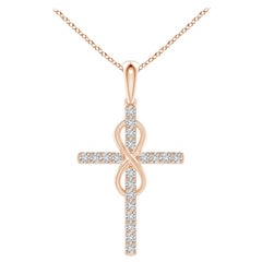 Angara Natural 2 ct Diamant Kreuz und Unendlichkeit Anhänger in 14K Rose Gold