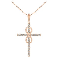 Colgante Cruz e Infinito de Diamante Natural Angara de 2 ct en Oro Rosa de 14K
