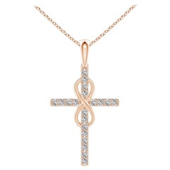 Colgante Cruz e Infinito de Diamante Natural Angara de 2 ct en Oro Rosa de 14K