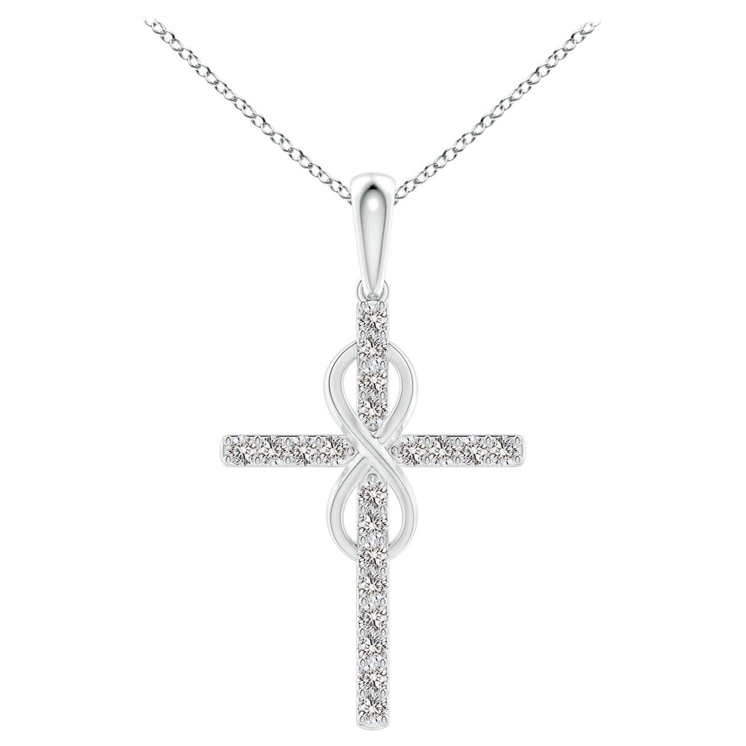 Colgante Cruz e Infinito de Diamante Natural Angara de 2 ct en Oro Blanco de 14K