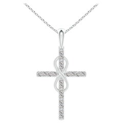 Colgante Cruz e Infinito de Diamante Natural Angara de 2 ct en Oro Blanco de 14K