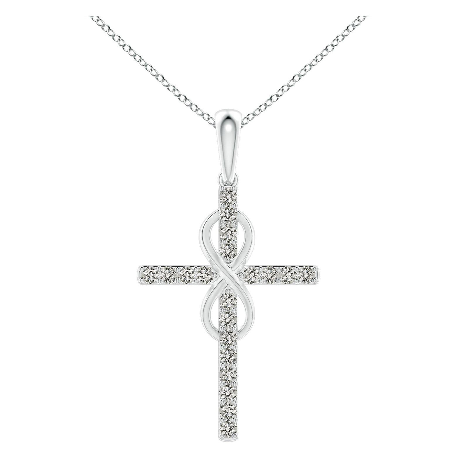Colgante Cruz e Infinito de Diamante Natural Angara de 2 ct en Oro Blanco de 14K
