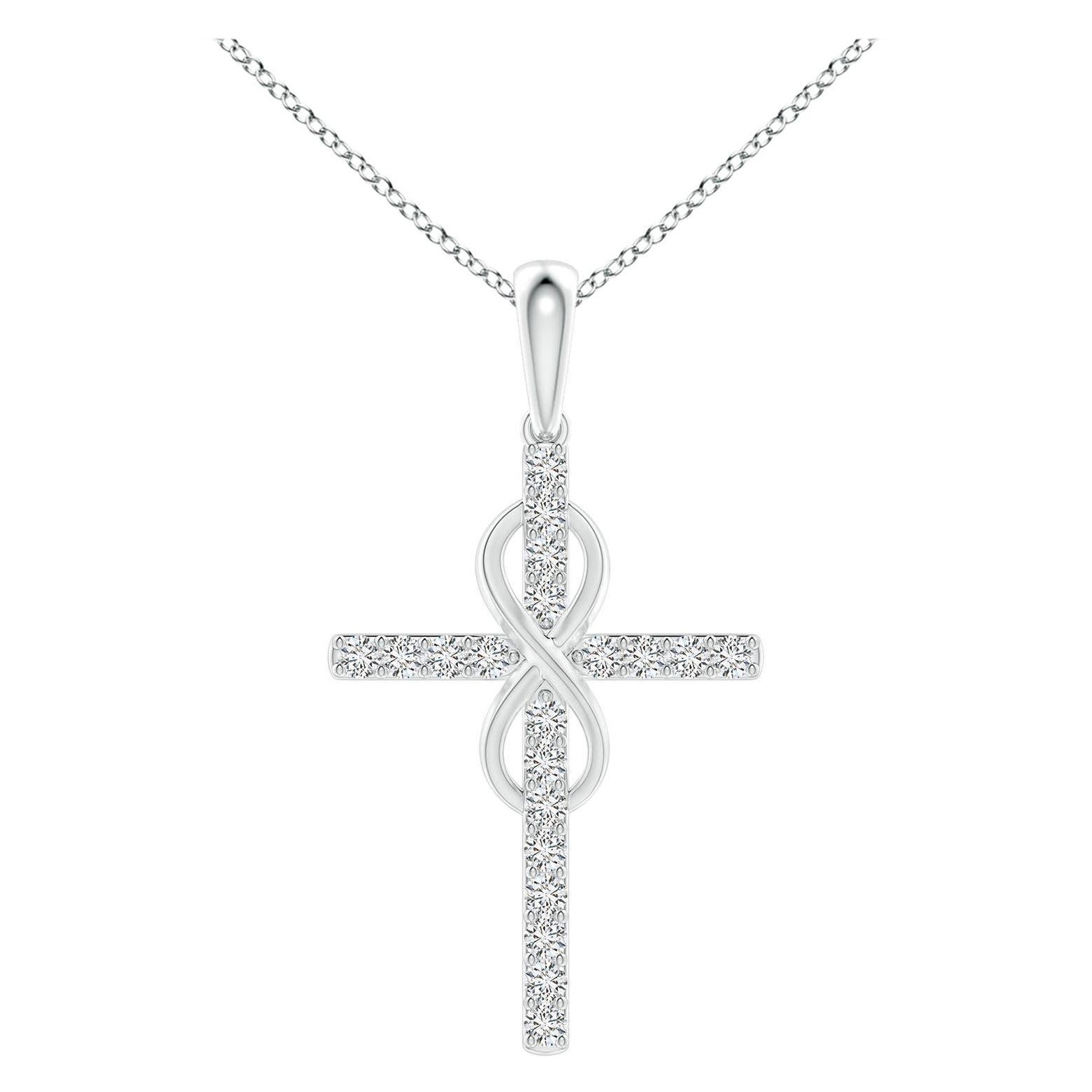 Colgante Cruz e Infinito de Diamante Natural Angara de 2 ct en Oro Blanco de 14K