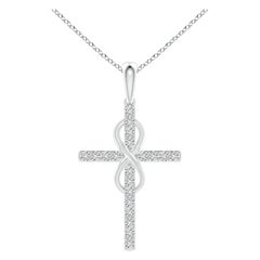 Colgante Cruz e Infinito de Diamante Natural Angara de 2 ct en Oro Blanco de 14K
