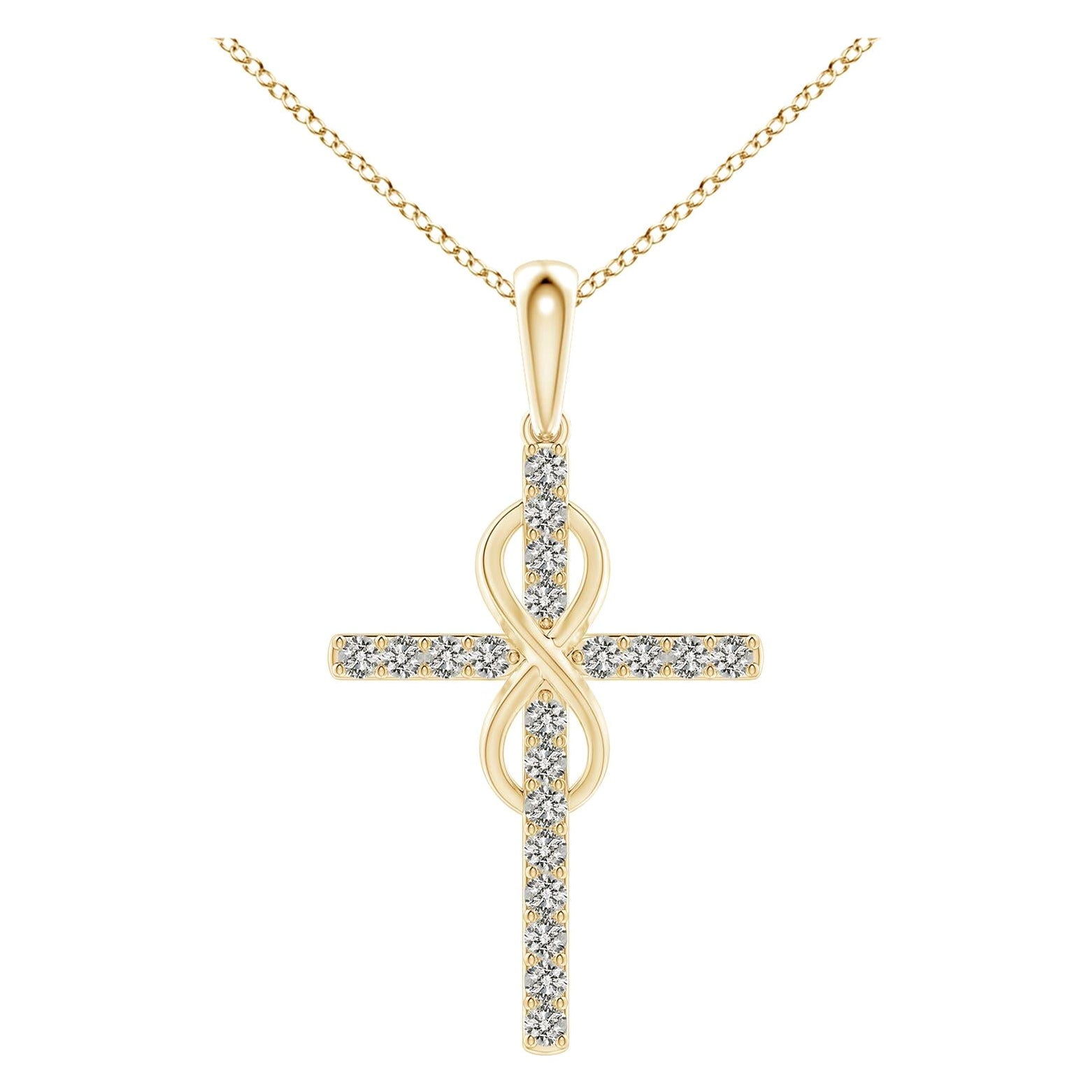 Colgante Cruz e Infinito de Diamante Natural Angara de 2 ct en Oro Amarillo de 14K