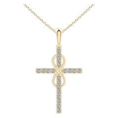 Colgante Cruz e Infinito de Diamante Natural Angara de 2 ct en Oro Amarillo de 14K