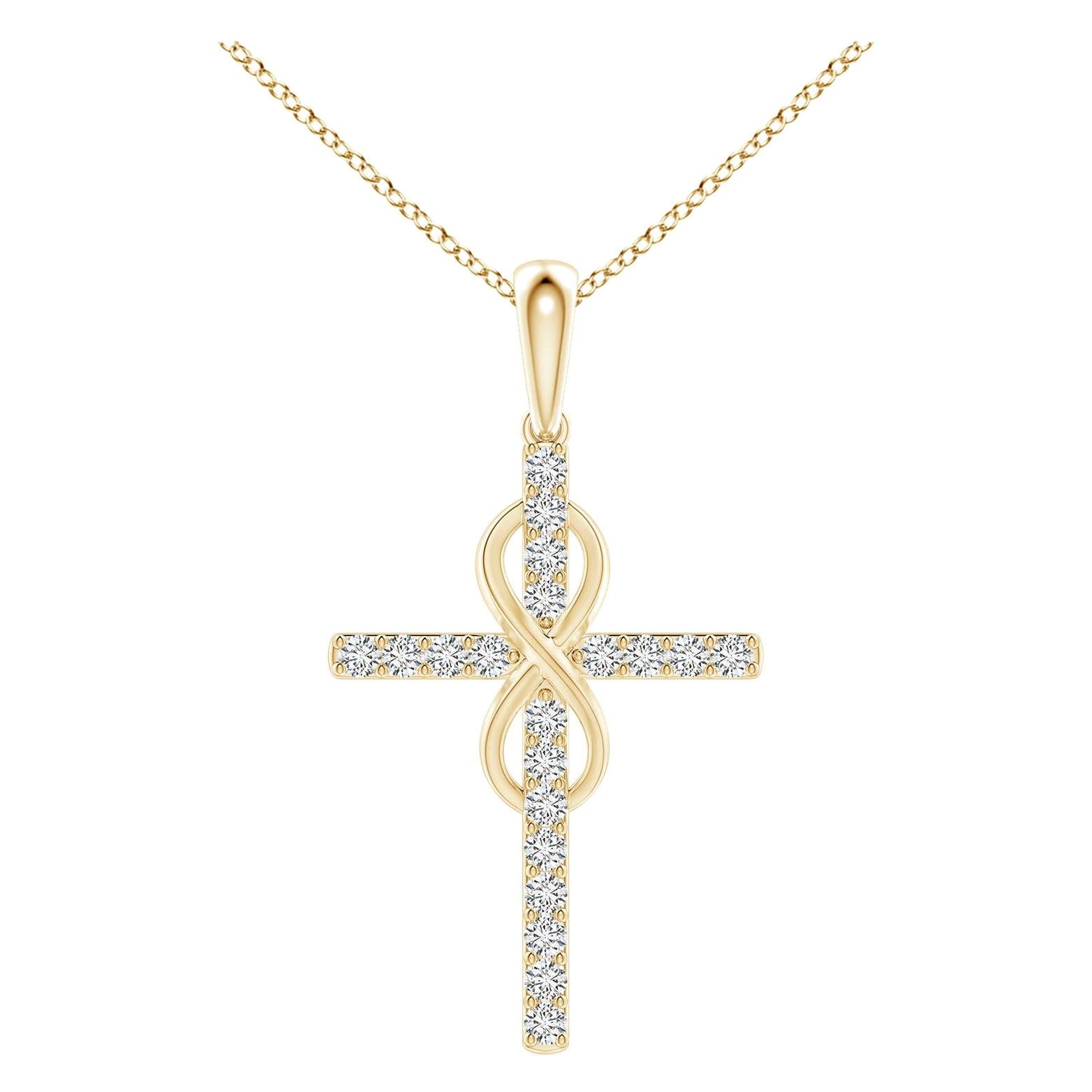 Colgante Cruz e Infinito de Diamante Natural Angara de 2 ct en Oro Amarillo de 14K