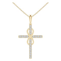 Colgante Cruz e Infinito de Diamante Natural Angara de 2 ct en Oro Amarillo de 14K
