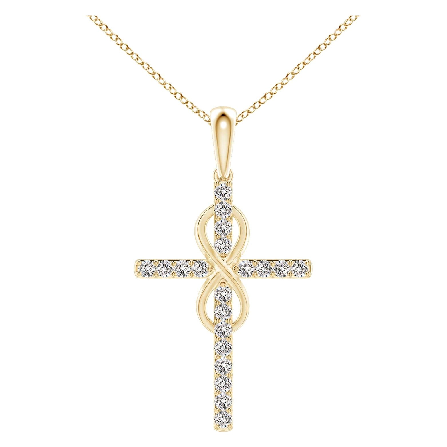 Colgante Cruz e Infinito de Diamante Natural Angara de 2 ct en Oro Amarillo de 14K