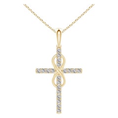 Colgante Cruz e Infinito de Diamante Natural Angara de 2 ct en Oro Amarillo de 14K