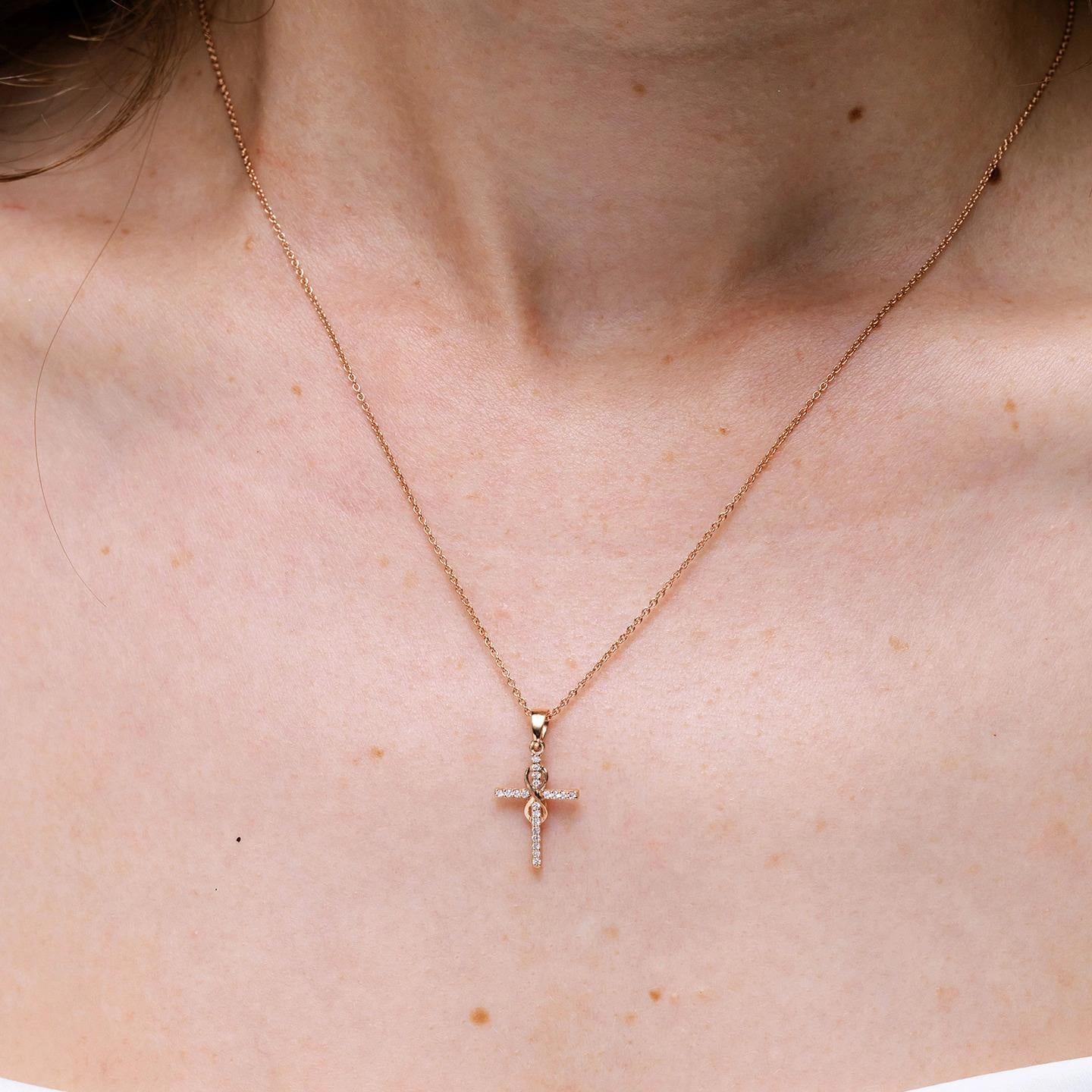 Angara Colgante Cruz e Infinito de Diamantes Naturales de 2 ct en Platino para Mujer Moderno en venta