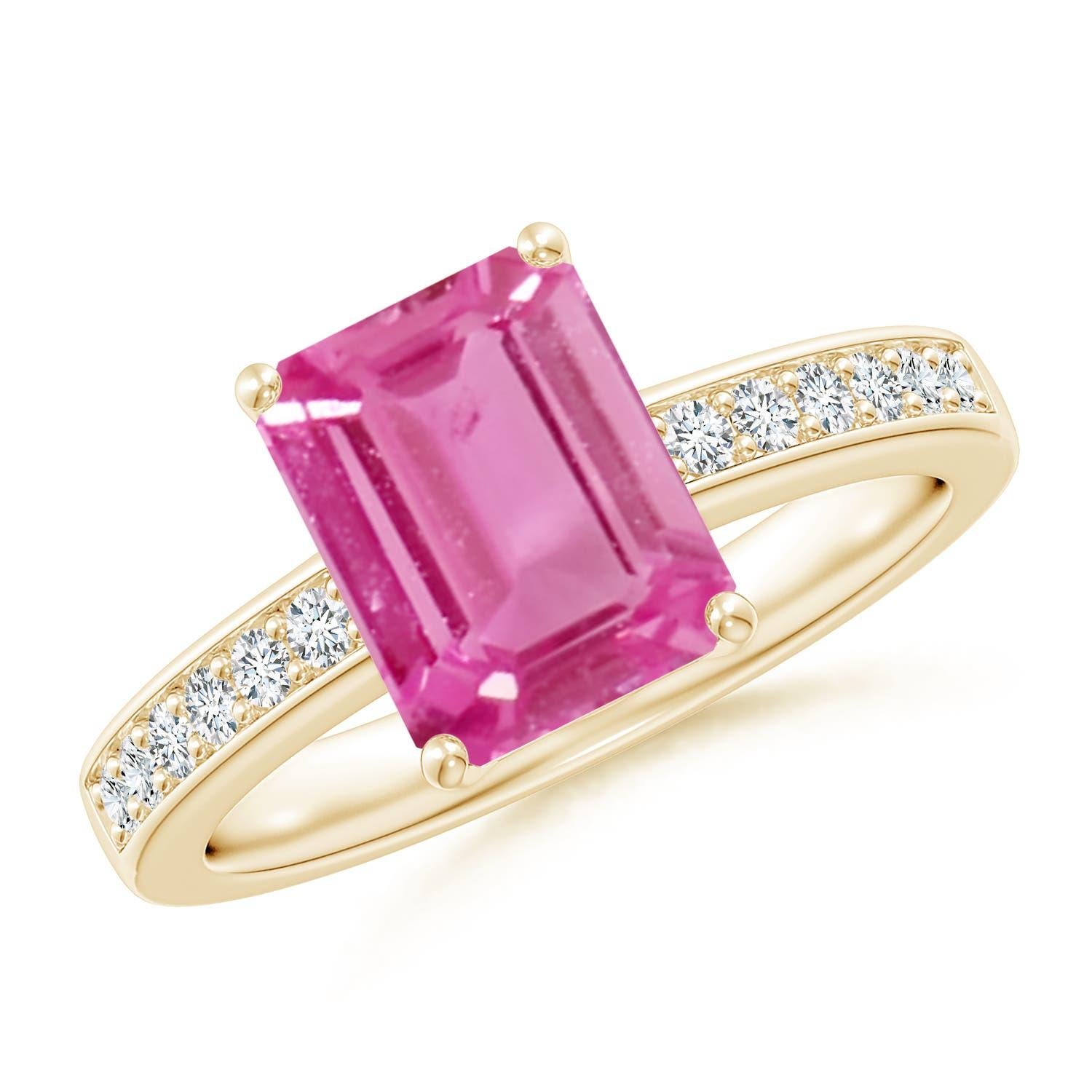 Angara natürlichen 2 ct rosa Saphir Cocktail-Ring mit Diamanten in 14K massivem Gold im Angebot 1