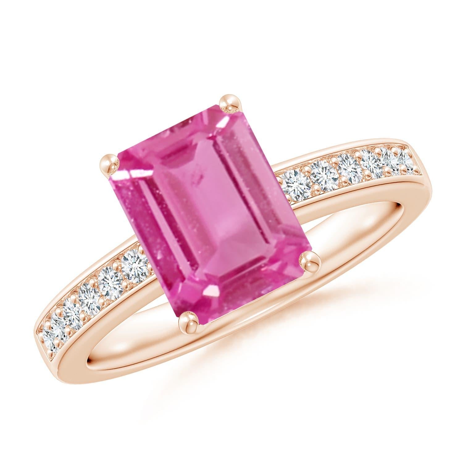 Angara natürlichen 2 ct rosa Saphir Cocktail-Ring mit Diamanten in 14K massivem Gold im Angebot 2