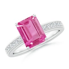 Angara Natural 2 ct Pink Sapphire Cocktail Ring with Diamonds in 14K Solid Gold