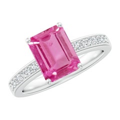 Angara natürlichen 2 ct rosa Saphir Cocktail-Ring mit Diamanten in 14K massivem Gold
