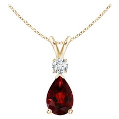 ANGARA Pendentif en or jaune 14 carats en forme de goutte d'eau en grenat naturel de 2,10 carats avec diamants