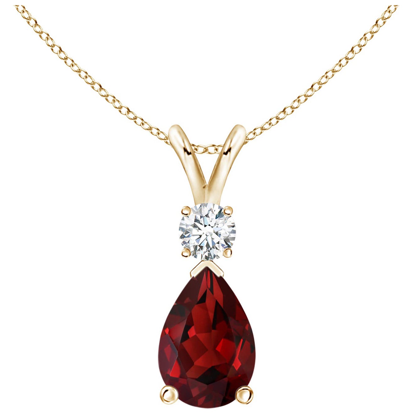 ANGARA Natürlicher 2,10 Karat Granat-Tropfen-Anhänger mit Diamant in 14 Karat Gelbgold