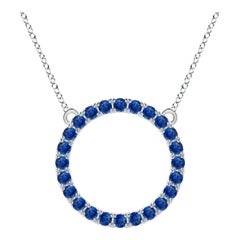 Angara Nature 2.16 ct Blue Sapphire Circle Eternity Pendentif en or blanc 14K