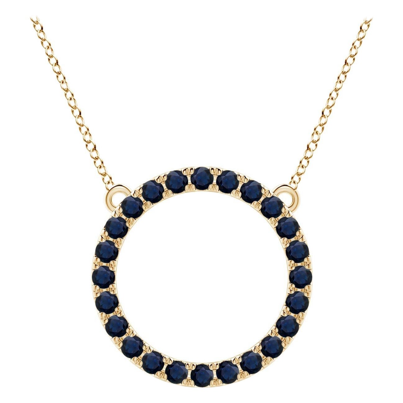 Angara Natural 2,16 ct Blauer Saphir Kreis Eternity Anhänger in 14K Gelbgold