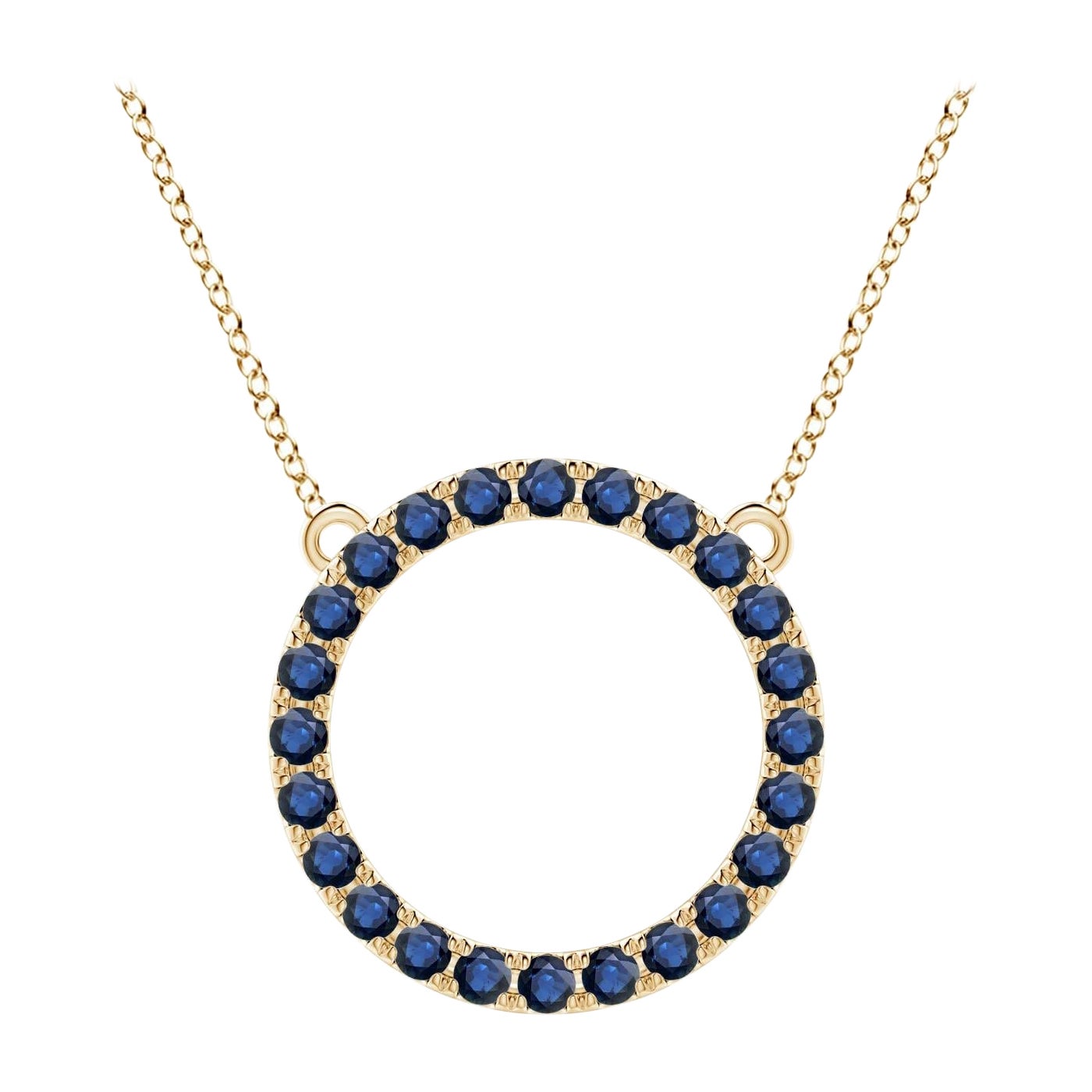 Angara Natural 2,16 ct Blauer Saphir Kreis Eternity Anhänger in 14K Gelbgold im Angebot
