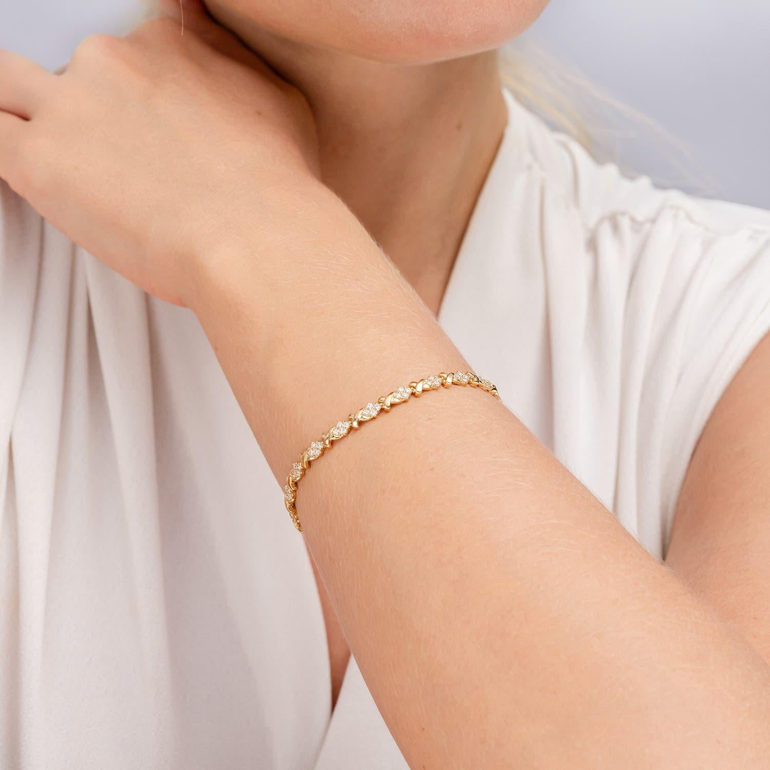 Angara Pulsera de oro macizo de 14 quilates con motivo 